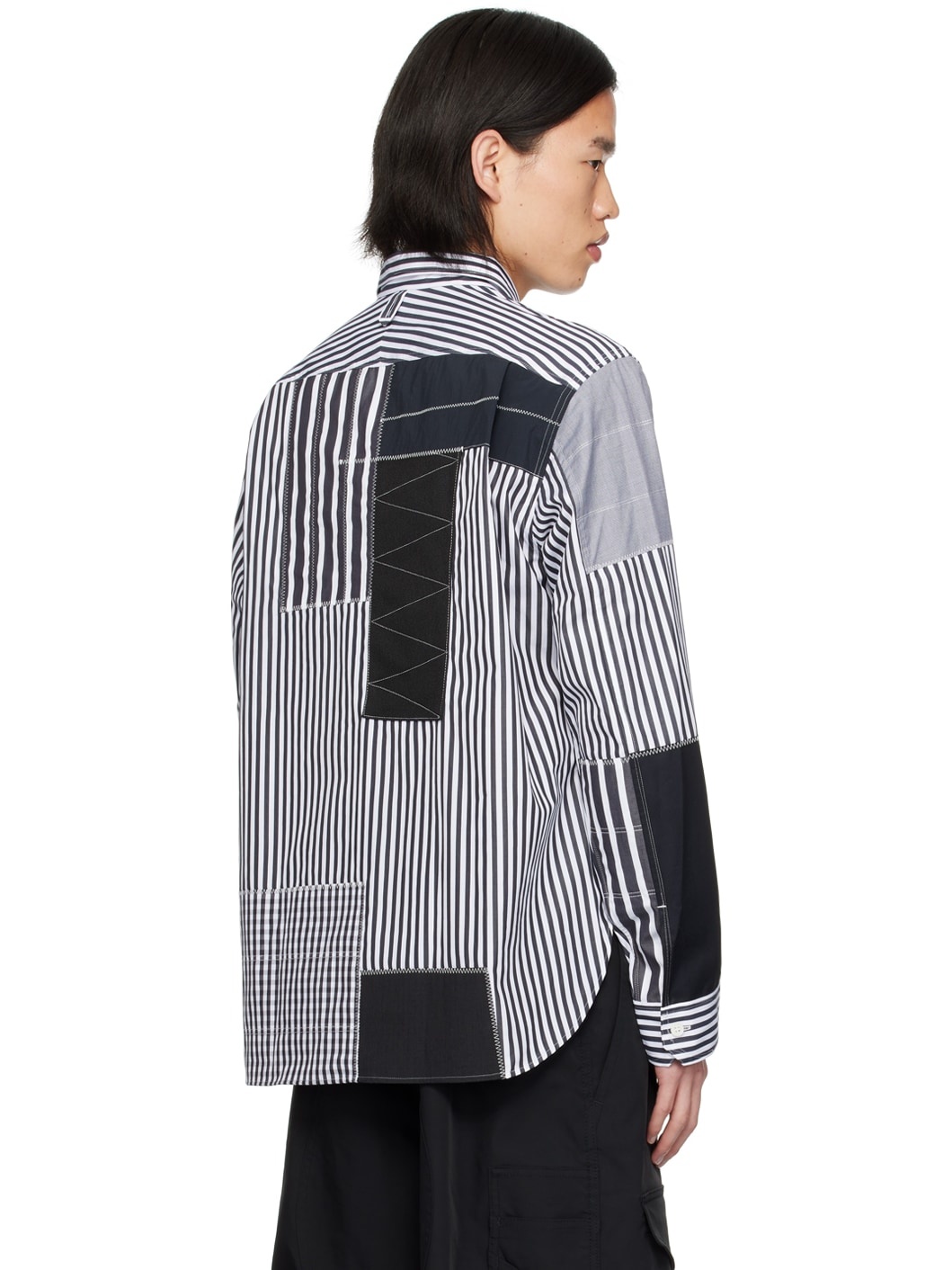 White & Black Paneled Shirt - 3