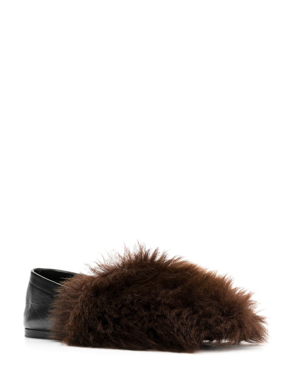 fur-detail flat slippers - 2