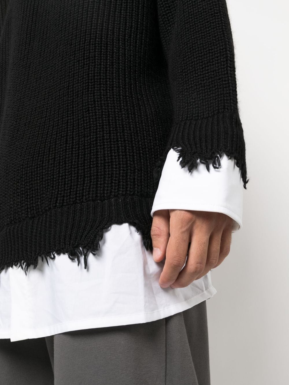 layered waffle-knit jumper - 5