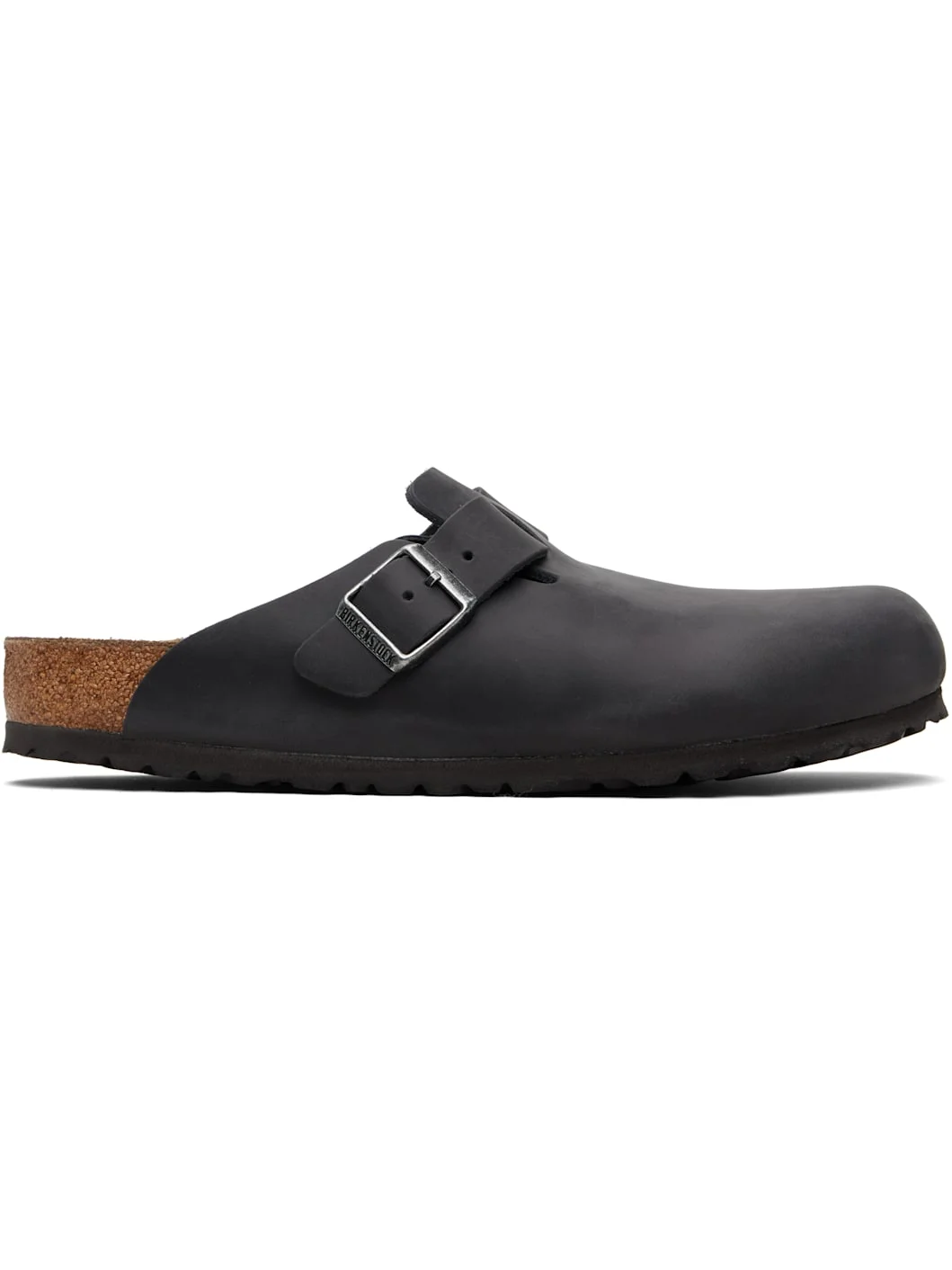 Black Regular Boston Oiled Leather Slip-on Loafers - 1