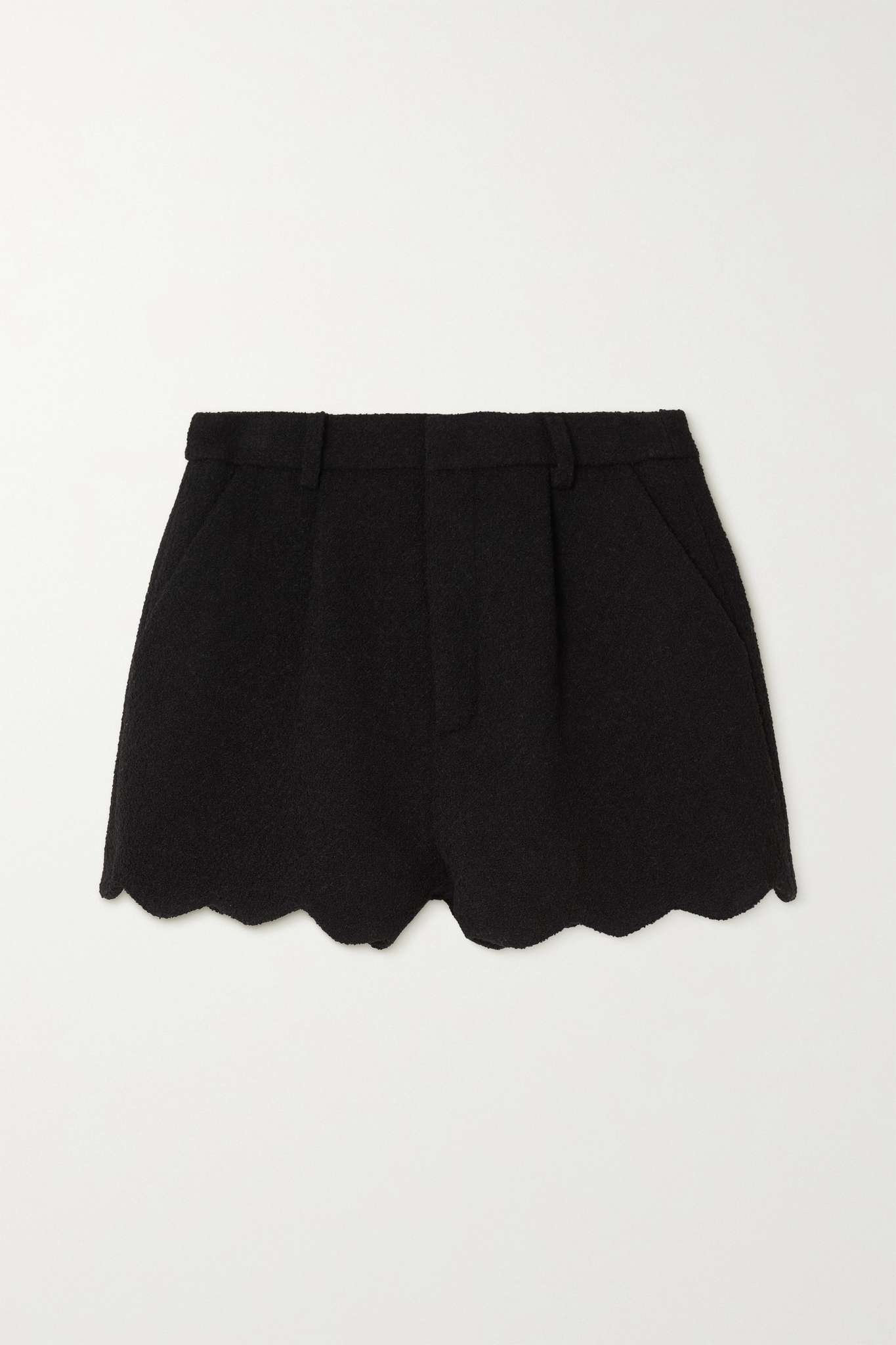 Scalloped wool-blend bouclé shorts - 1