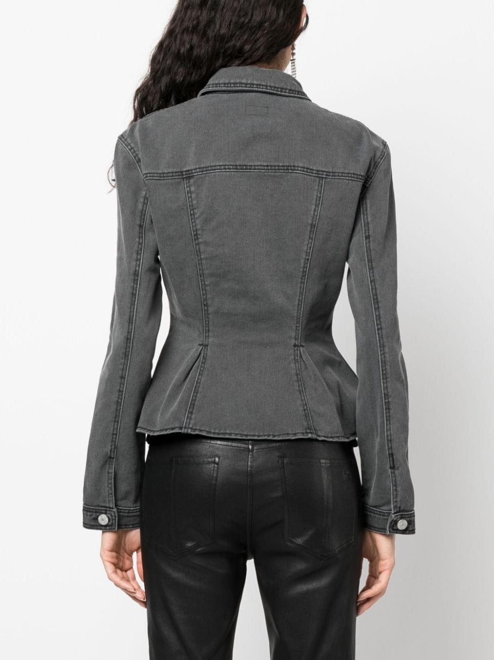 fluted denim jacket - 4