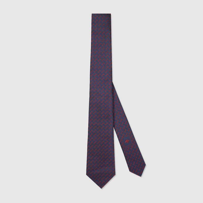 Horsebit silk jacquard tie 1