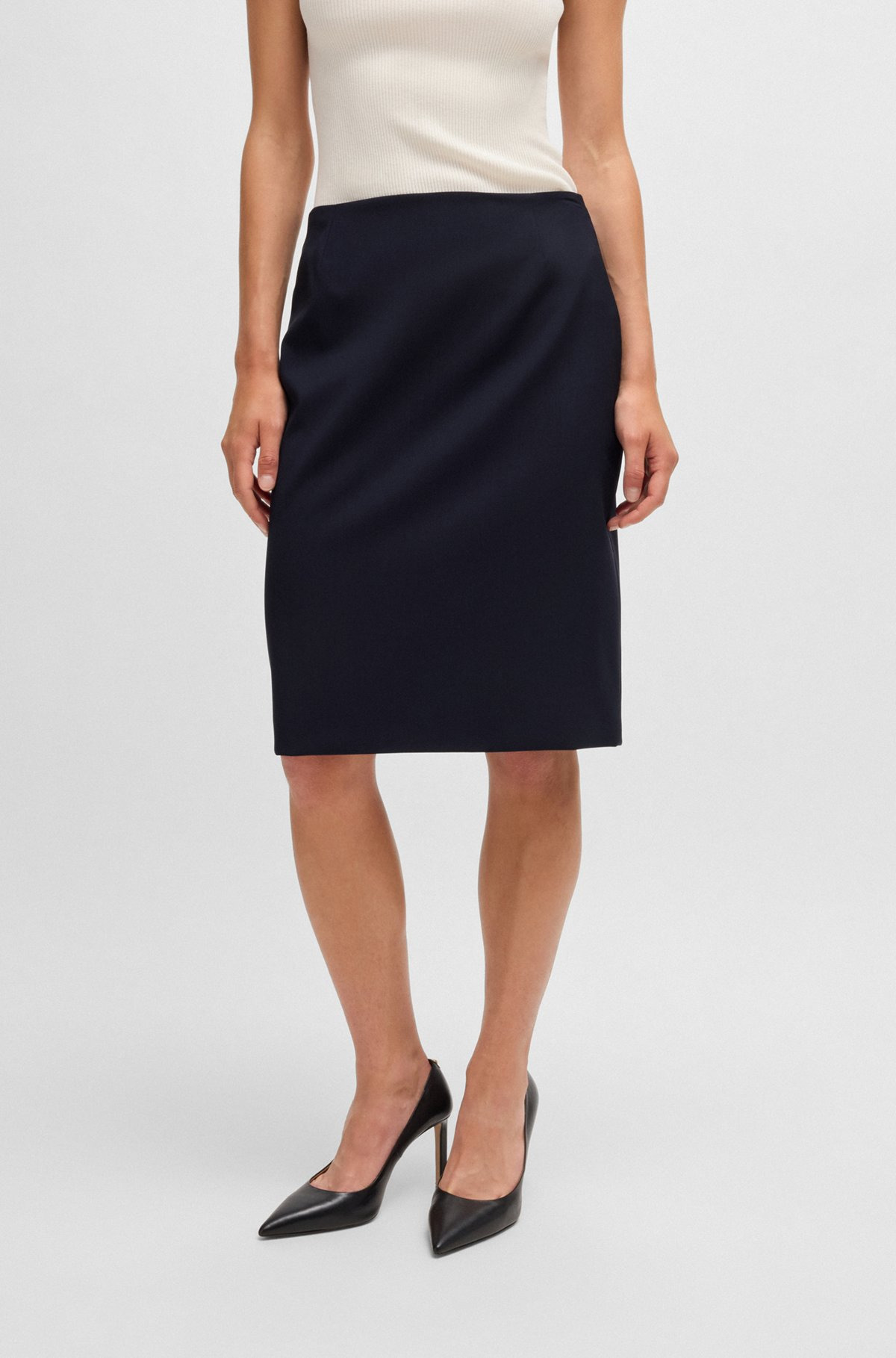 SLIM-FIT PENCIL SKIRT IN VIRGIN WOOL - 2