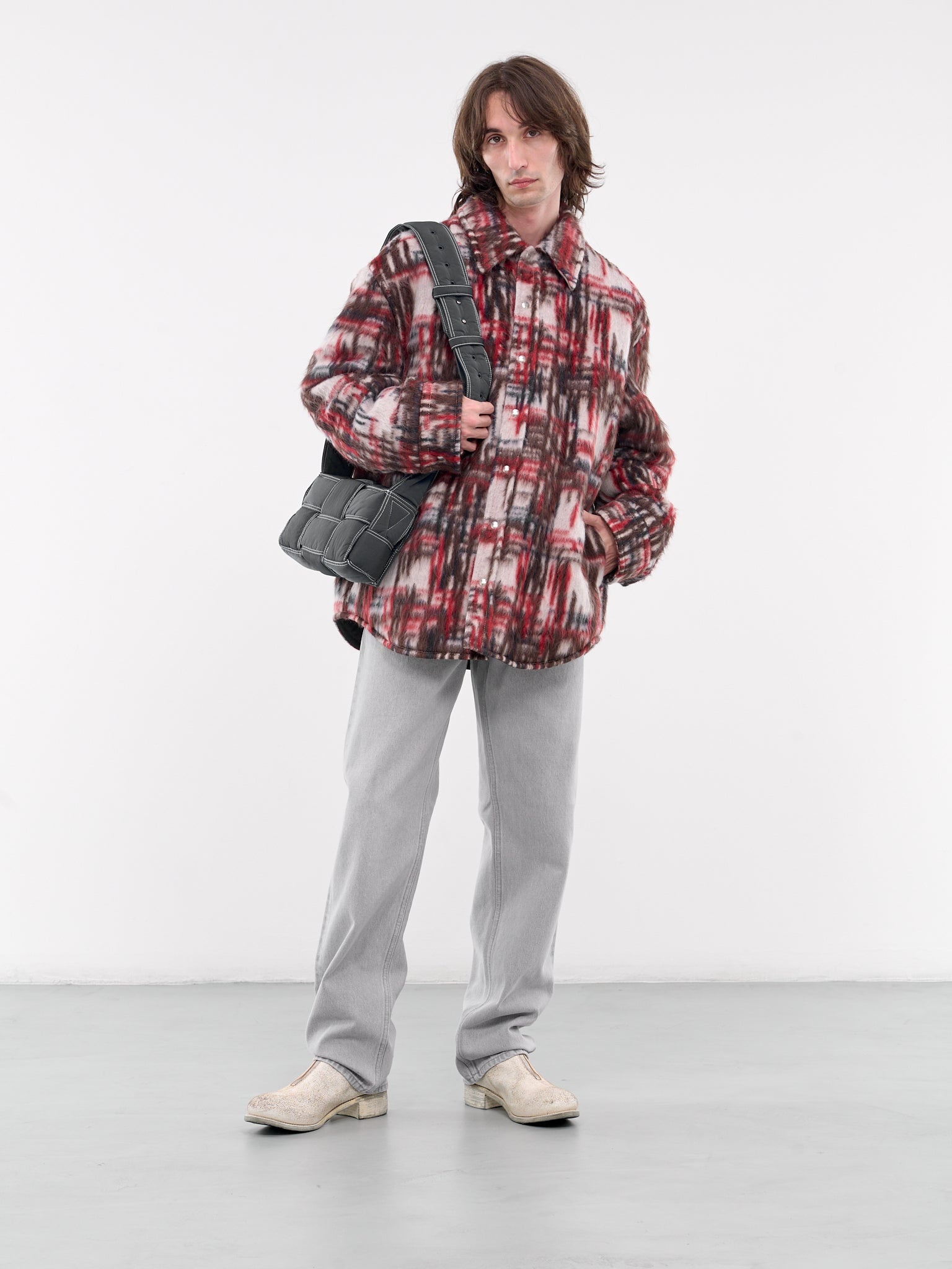 Knit Plaid Overshirt Jacket - 6