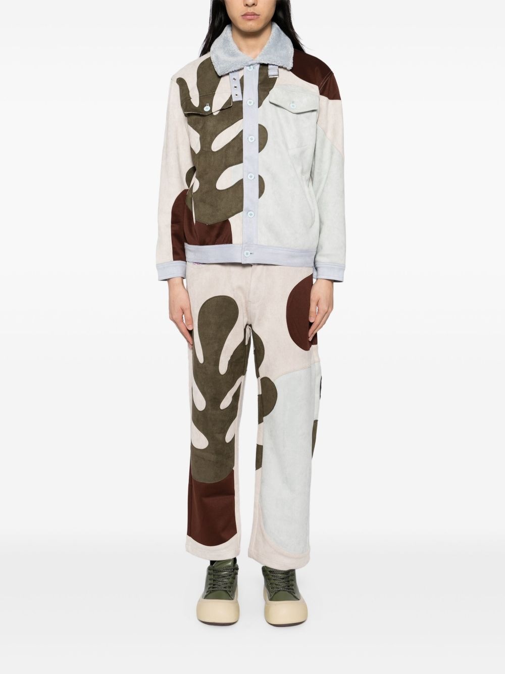 suede patchwork jacket - 2