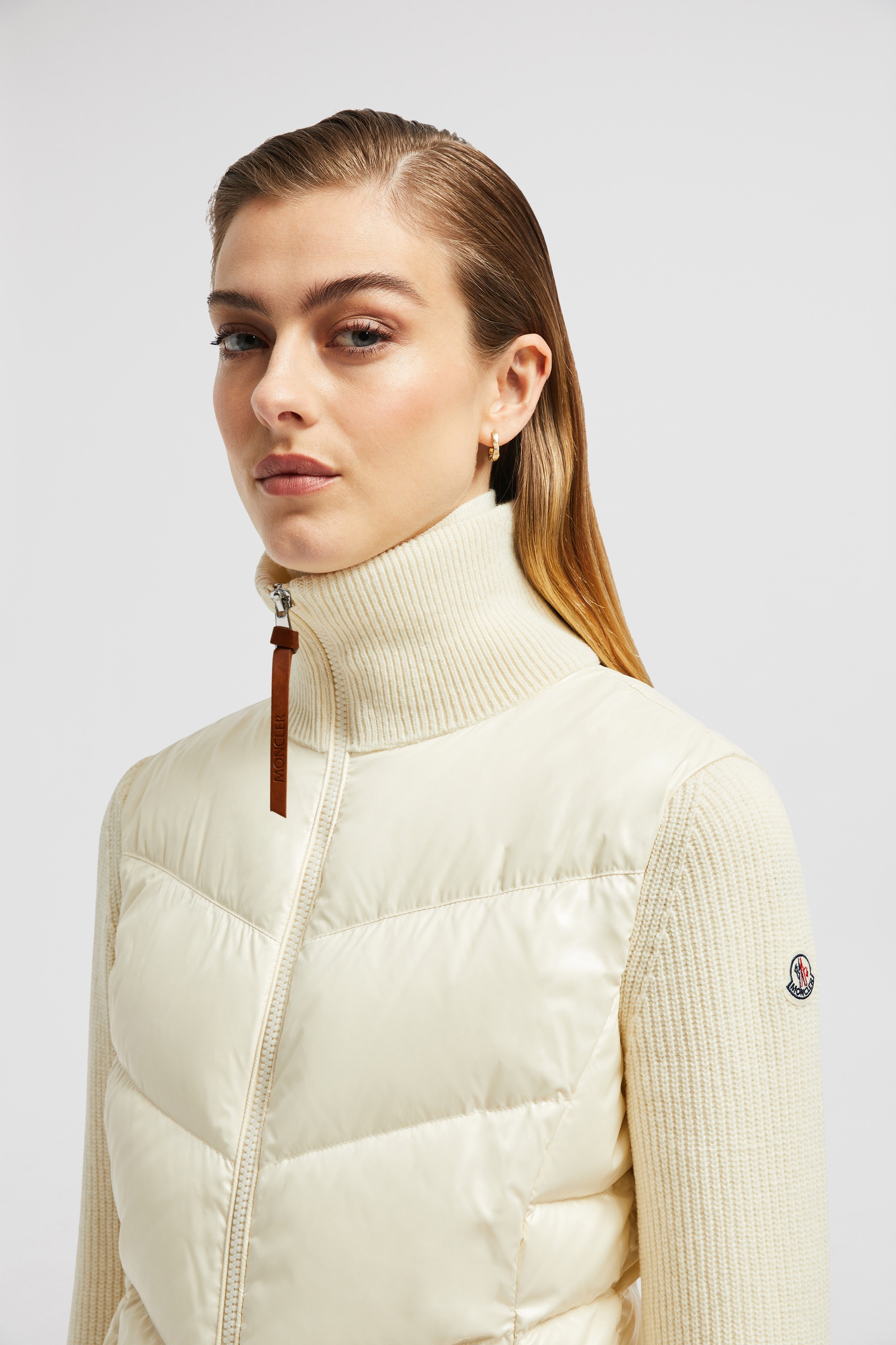 【MONCLER】Cardiganパッド入りウール＆カシミア・ジップアップ Black Padded Wool & Cashmere Zip-Up Cardigan - Sweaters