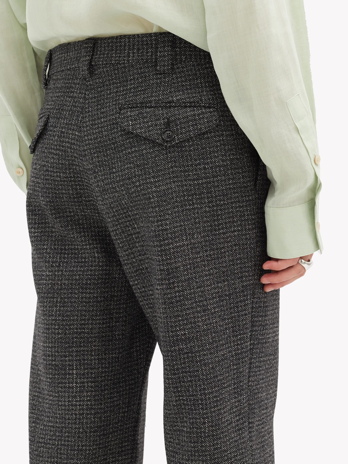 High-rise wool-tweed wide-leg trousers - 4