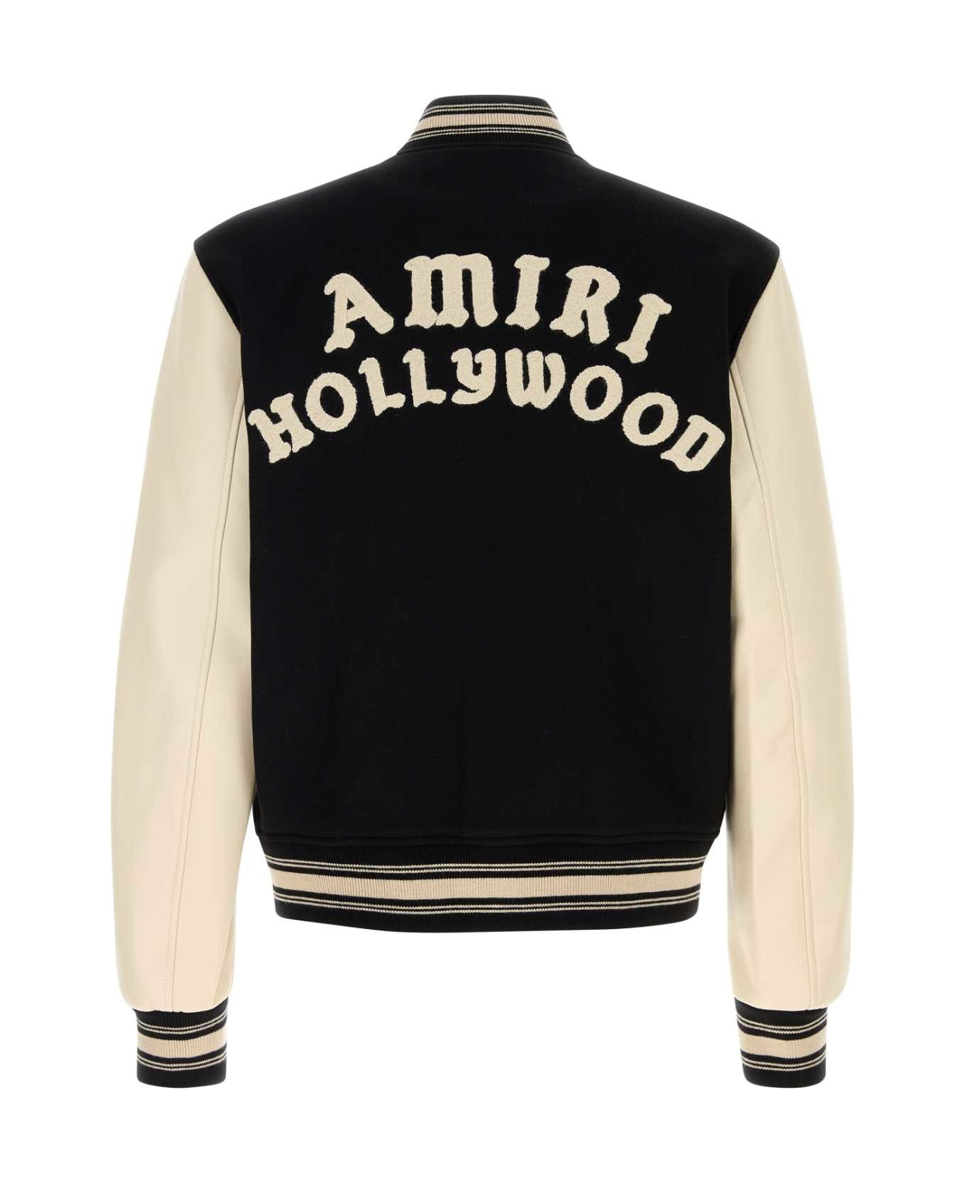 Black Wool Blend Bomber Jacket - 2