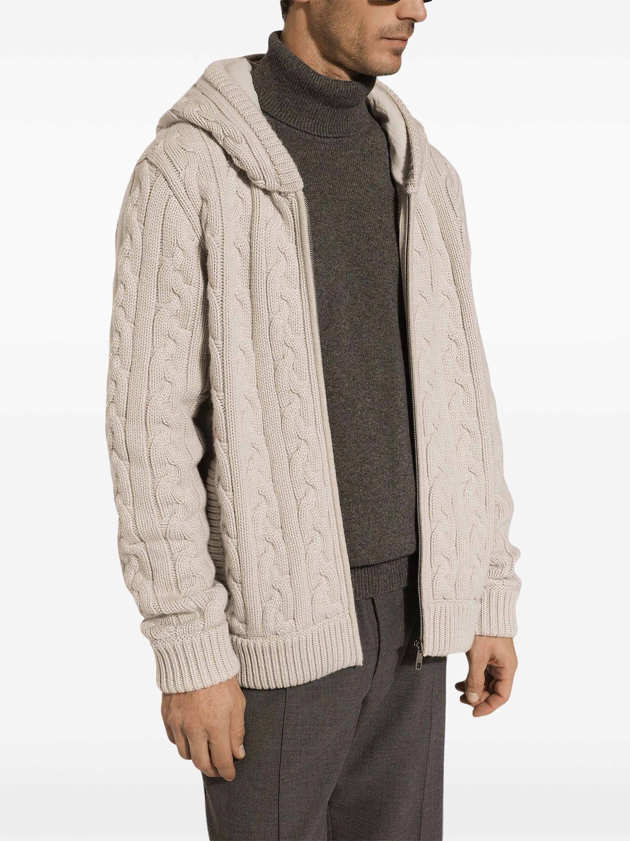 CABLE-KNIT HOODIE - 4