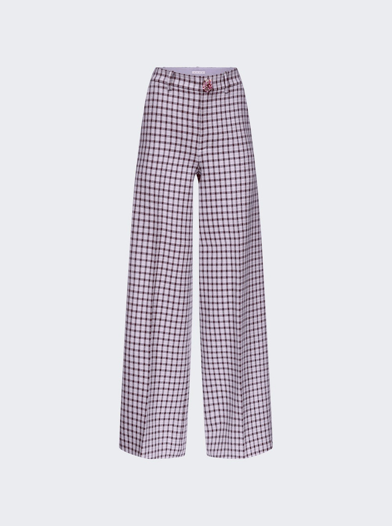 Crystal Button Wide Leg Trousers Lilac - 1