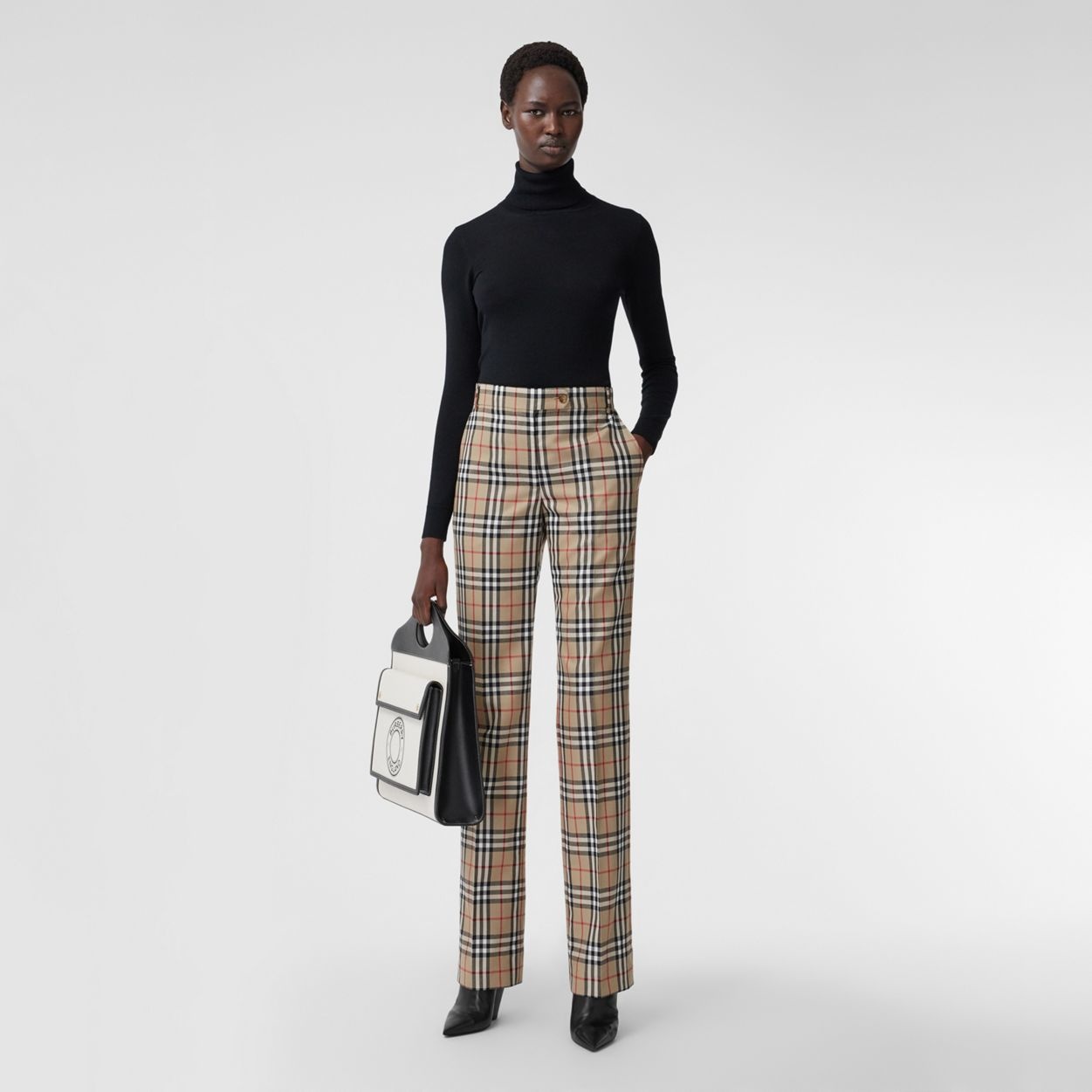 Vintage Check Wool Tailored Trousers - 2