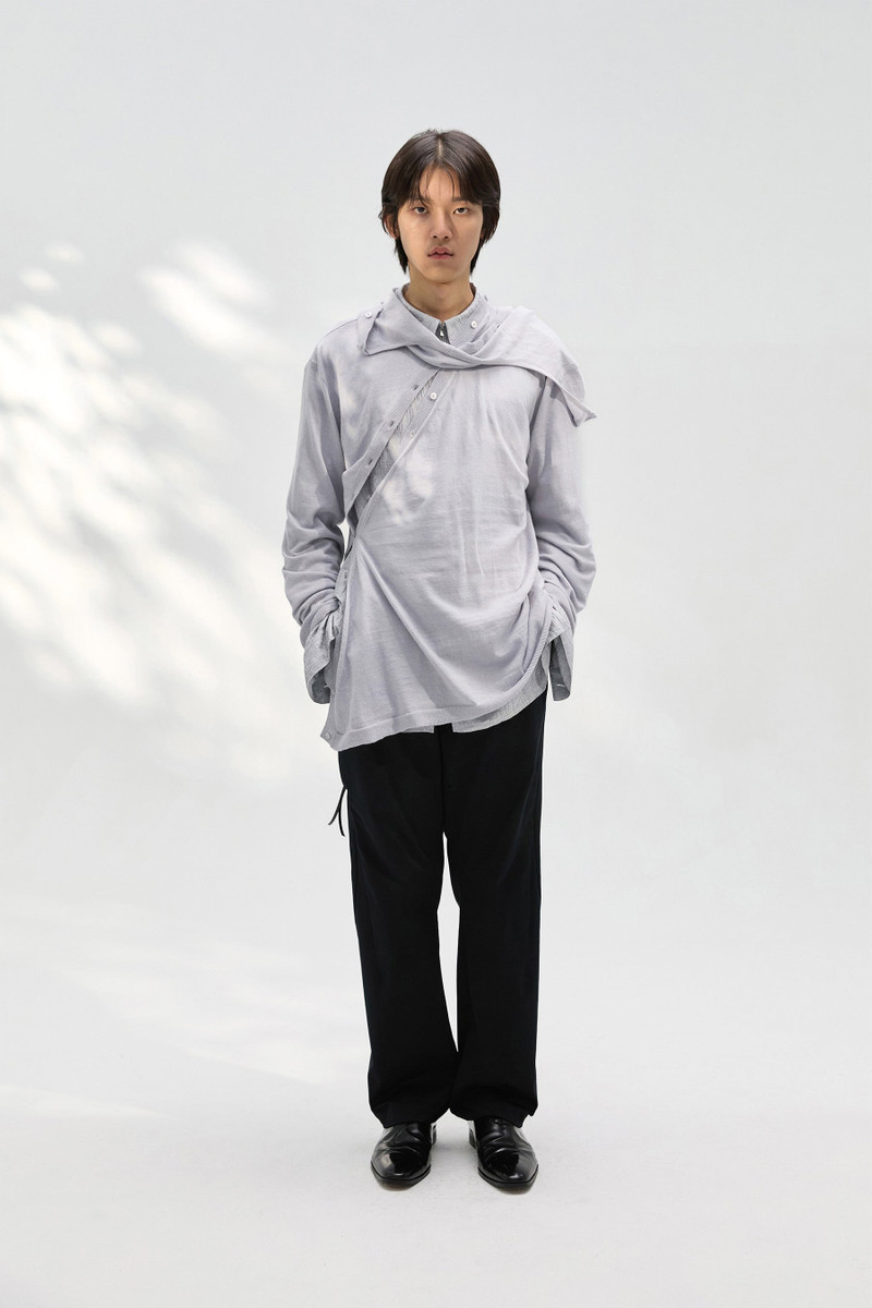 POST ARCHIVE FACTION (PAF) 8.0 KNIT HOODIE CENTER (LIGHT GREY) outlook