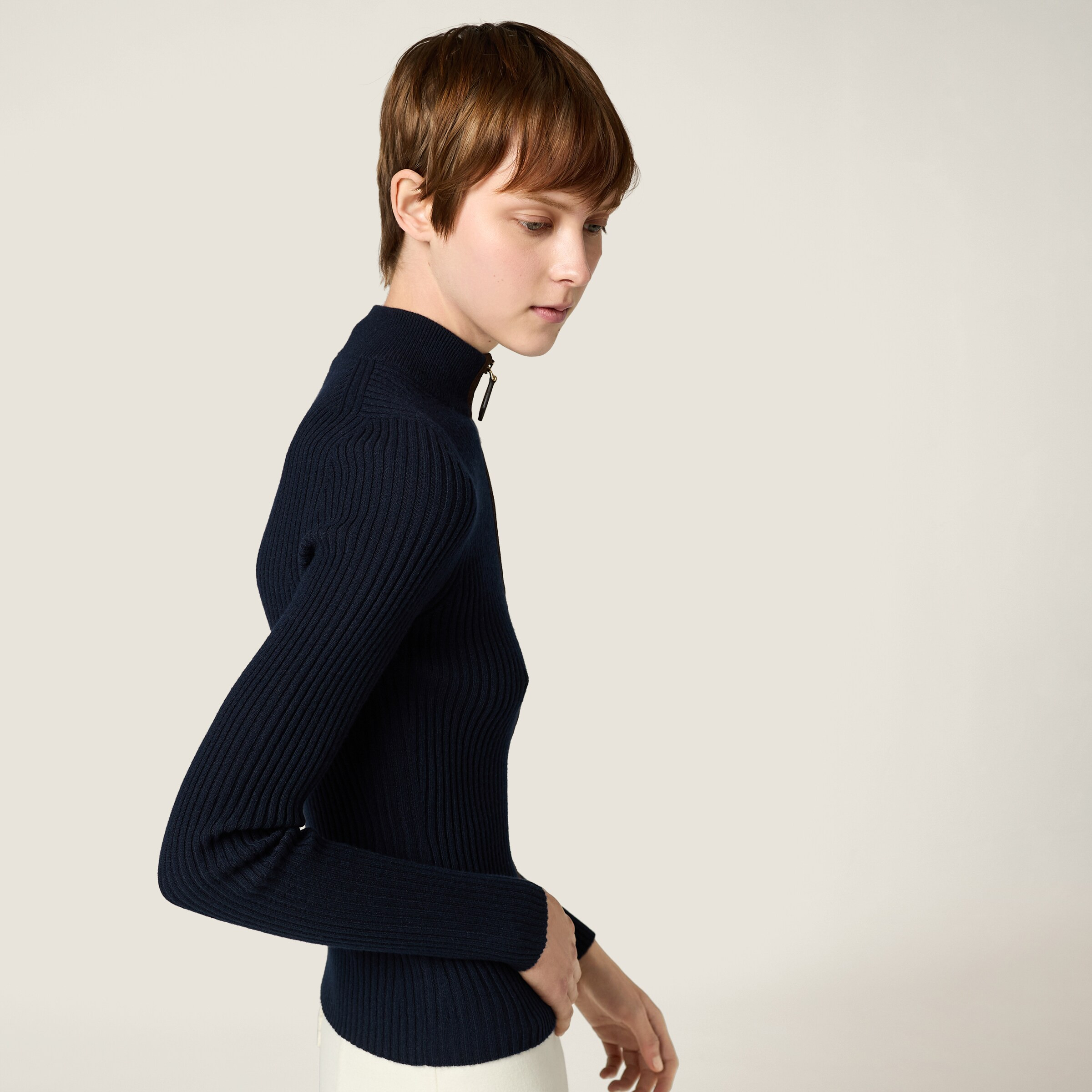 Cashmere and leather zipper cardigan - 6