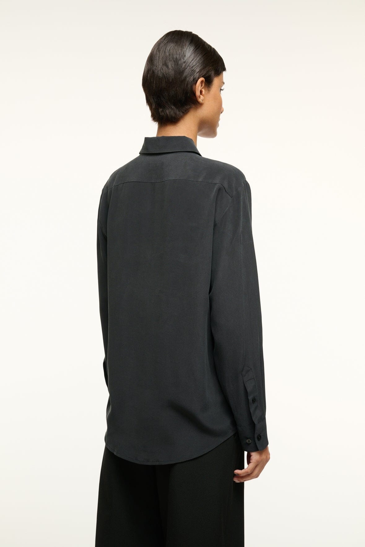 STAUD ROXBURY SILK SHIRT BLACK - 5