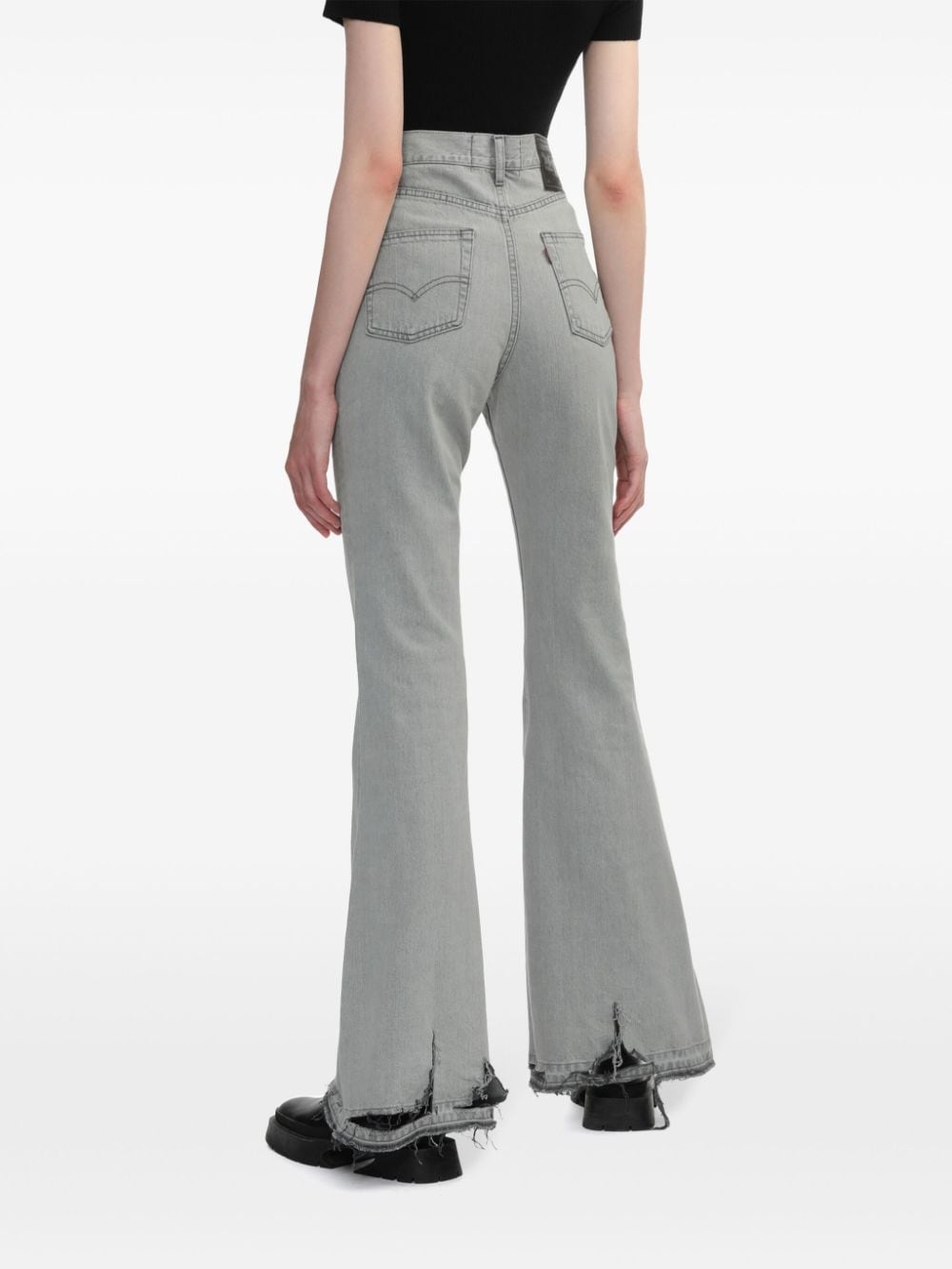 distressed flared jeans - 4