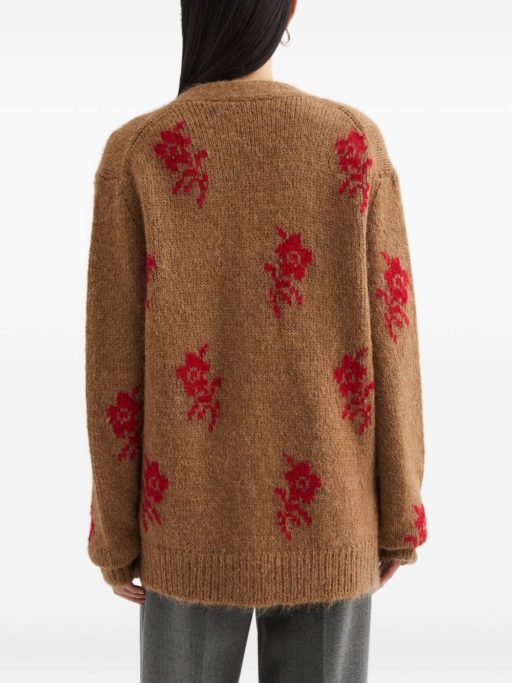 flower intarsia-knit cardigan - 4