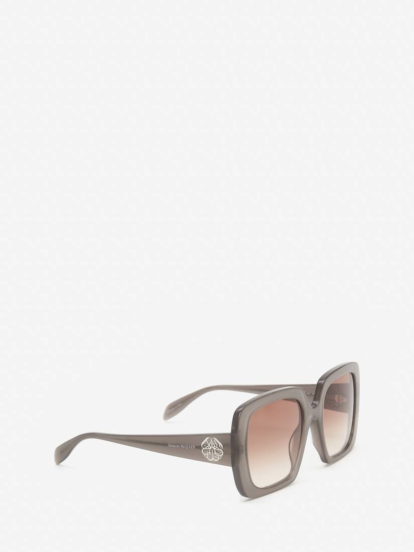 Women's Seal Logo Square Sunglasses in Taupe - 3
