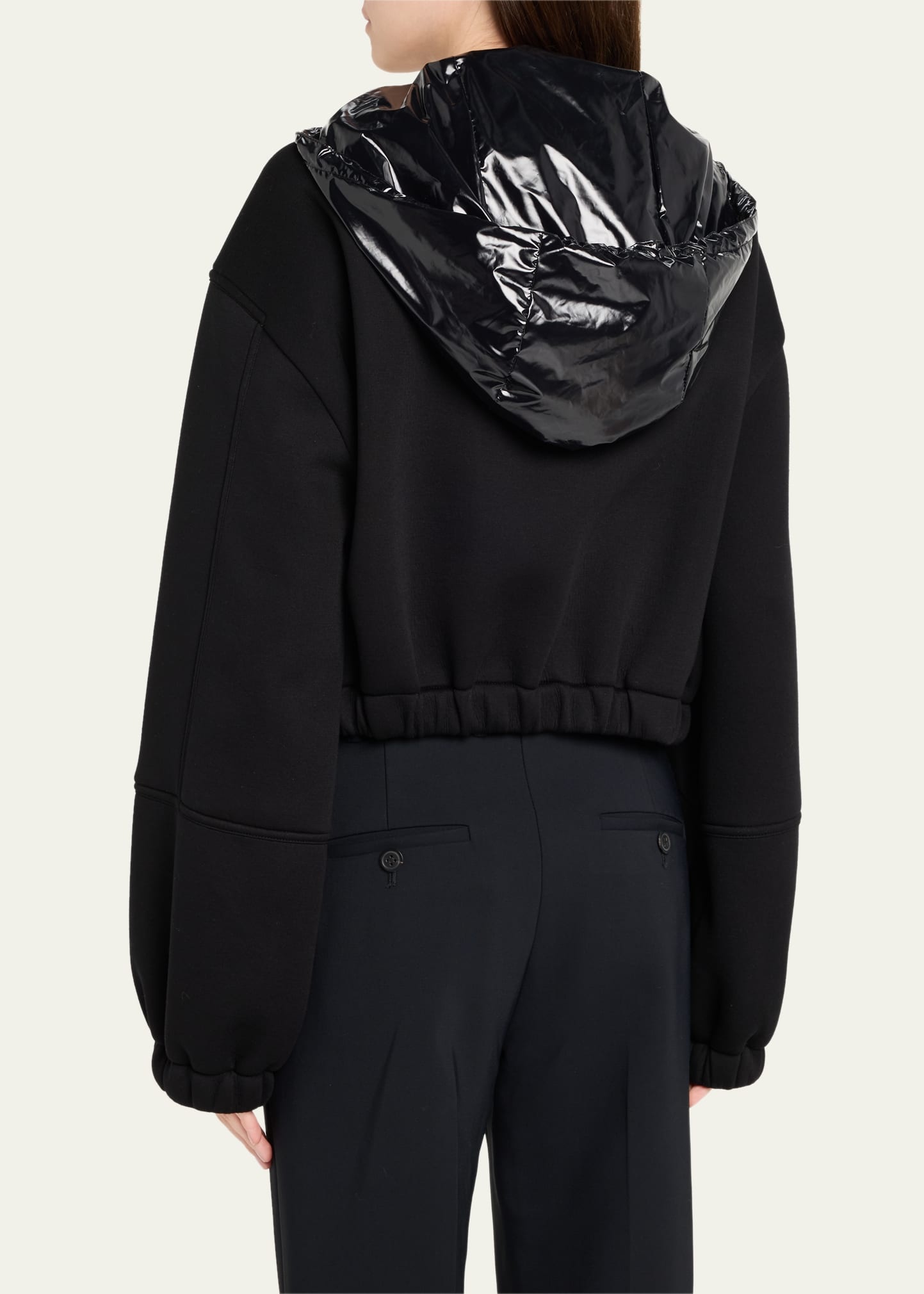Zipped Drawstring Jacket with Detachable Hood - 3