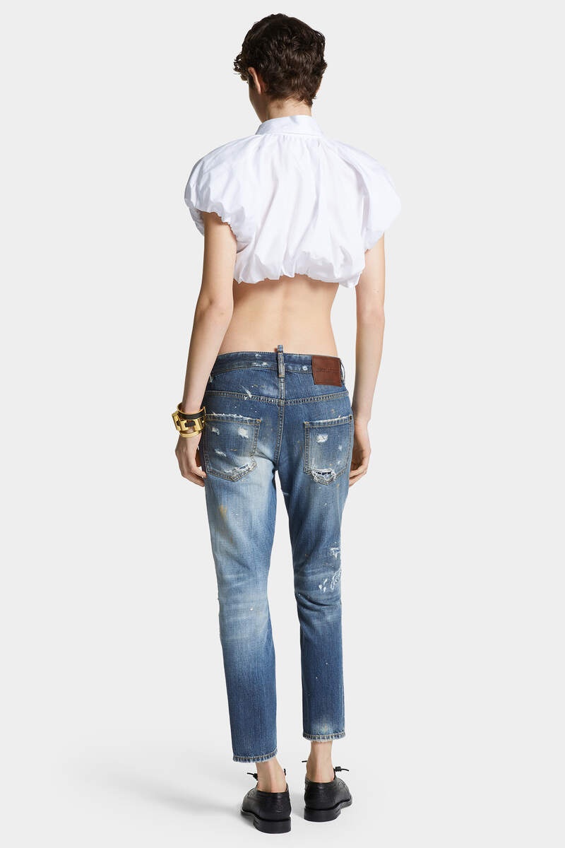 MEDIUM PRESSED SAND SCARED WASH COOL GIRL JEANS - 4