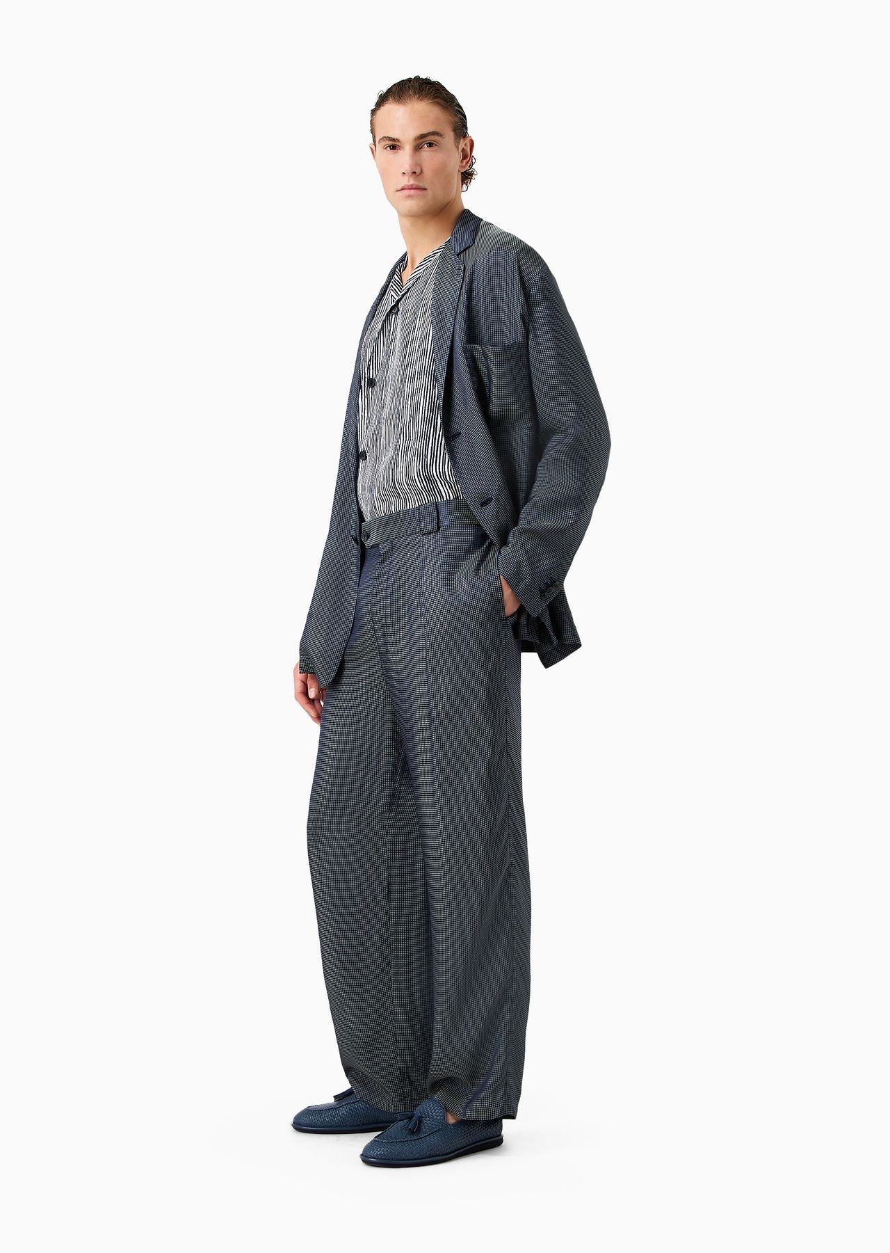 ASV viscose-blend jacquard single-pleat trousers - 4