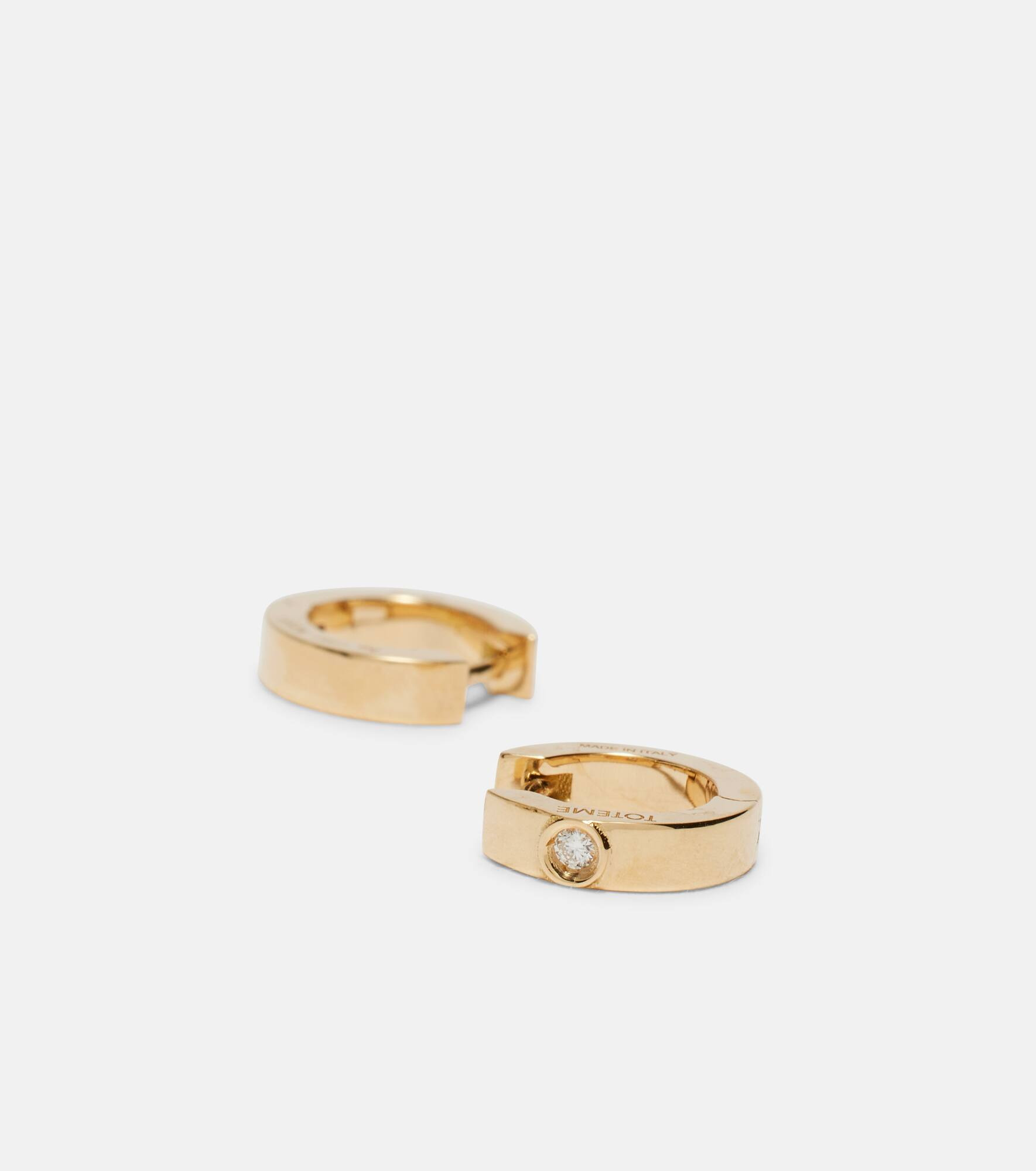 18kt gold hoop earrings with diamond - 4