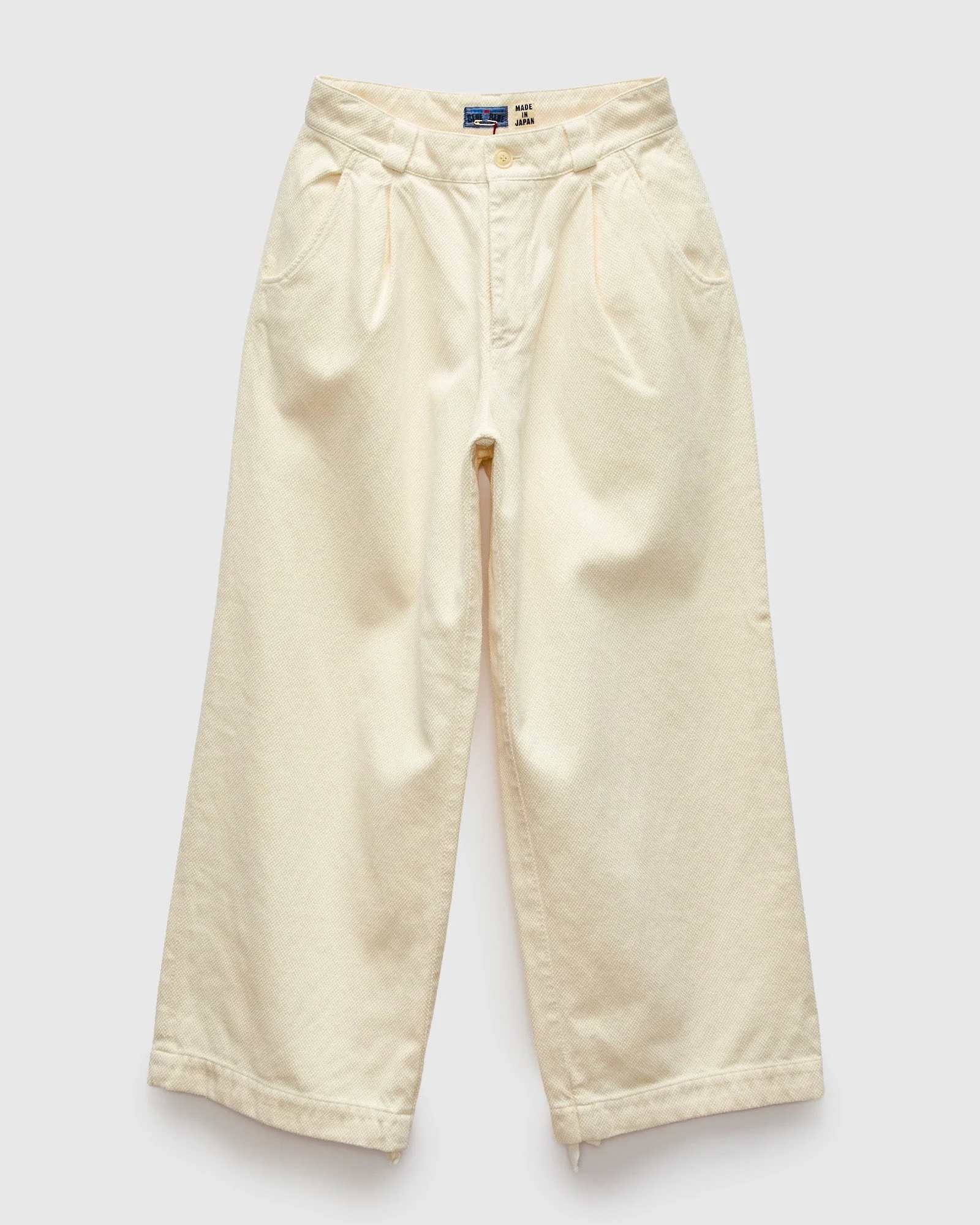 Fine Sashiko Wide Tucked Pants in Natural - 1