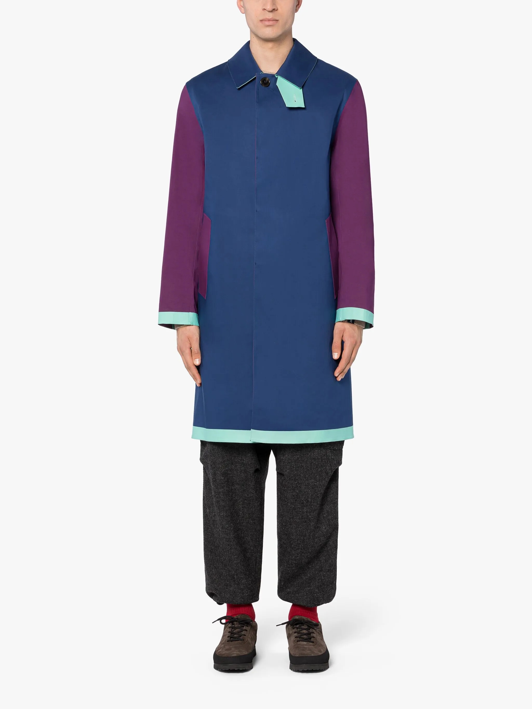 OXFORD BLUE PATCHWORK BONDED COTTON 3/4 COAT - 2