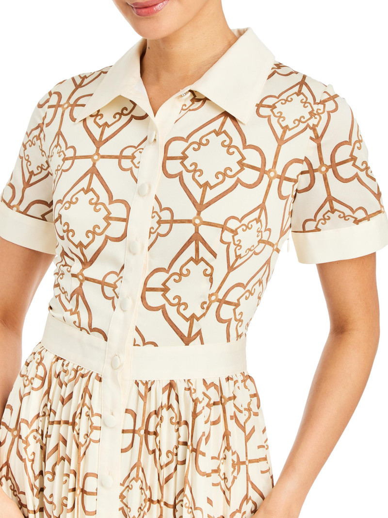 Women's Billie Geometric Twill Button-Front Midi-Shirtdress - Quatrefoil Tile 5