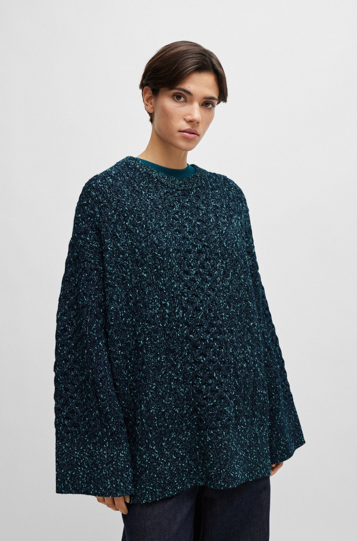WOOL-BLEND SWEATER WITH CABLE-KNIT STRUCTURE - 2