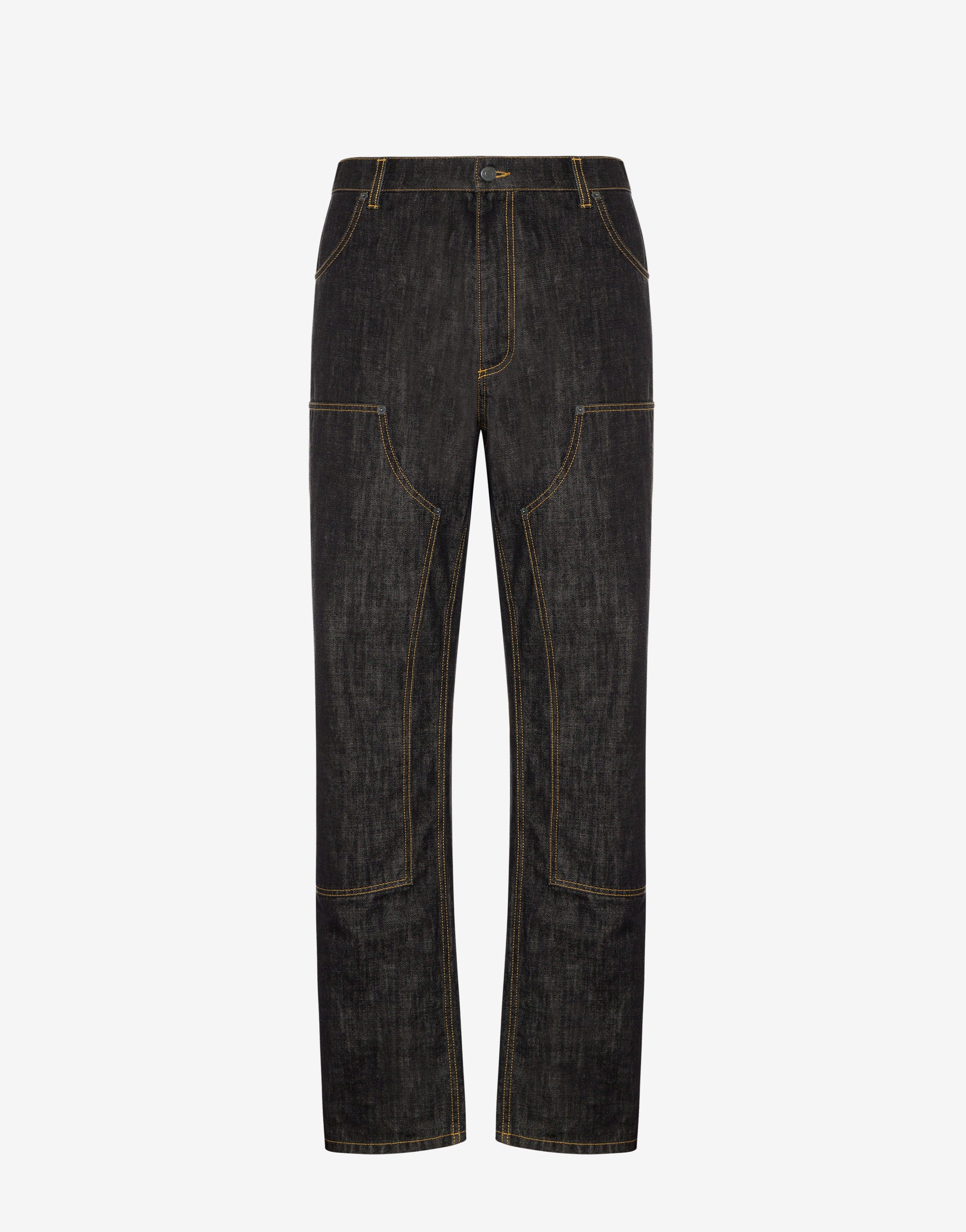 LOGO LABEL BLACK DENIM TROUSERS - 1