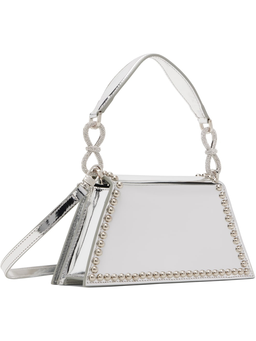 Silver Double Bow Mirror Leather Samantha Bag - 3