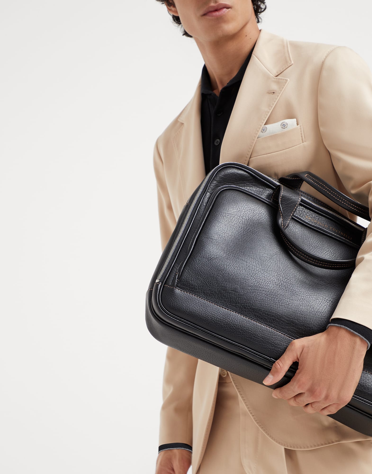Grained calfskin briefcase with zipper - 4