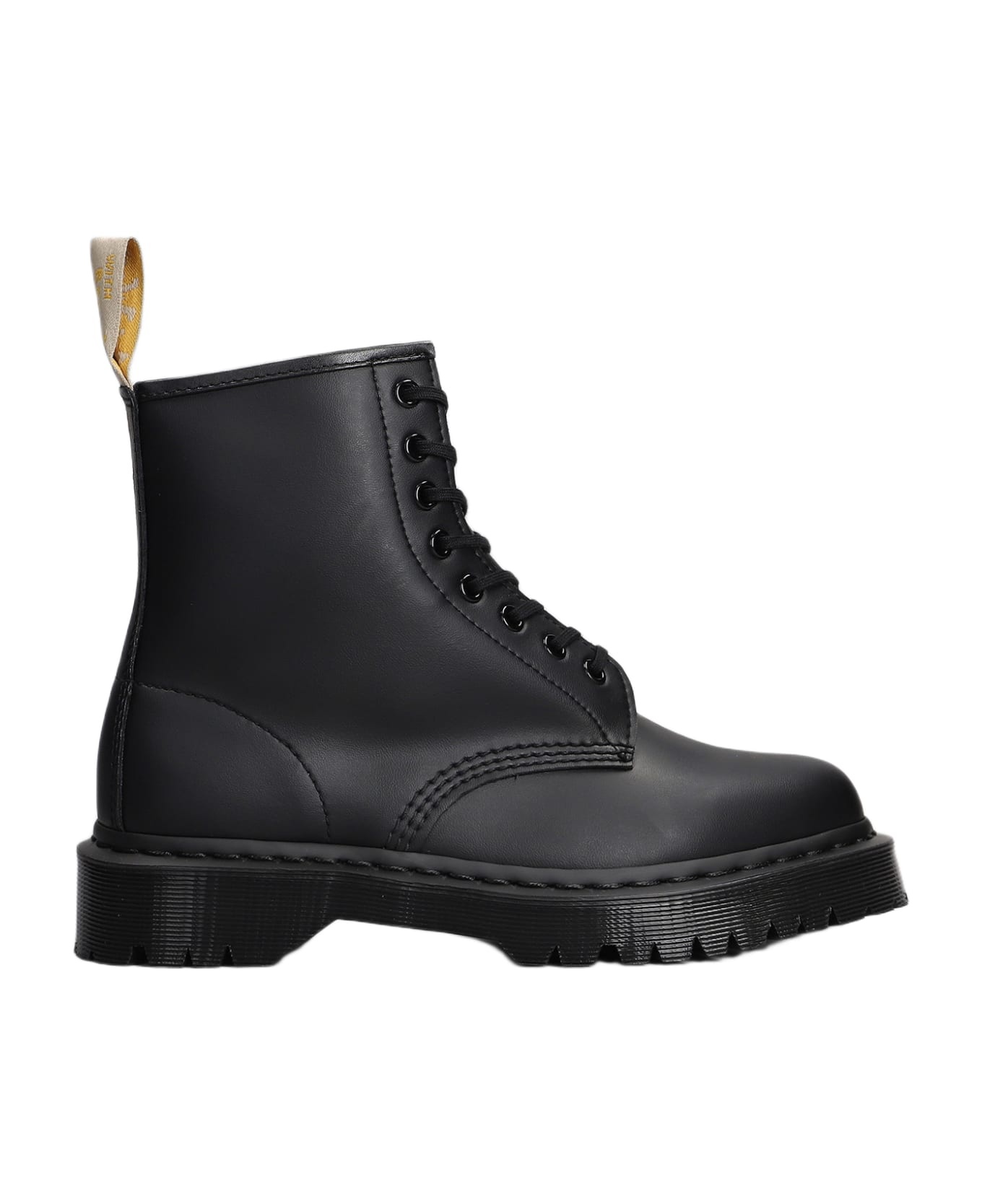 1460 Mono Combat Boots In Black Leather - 1