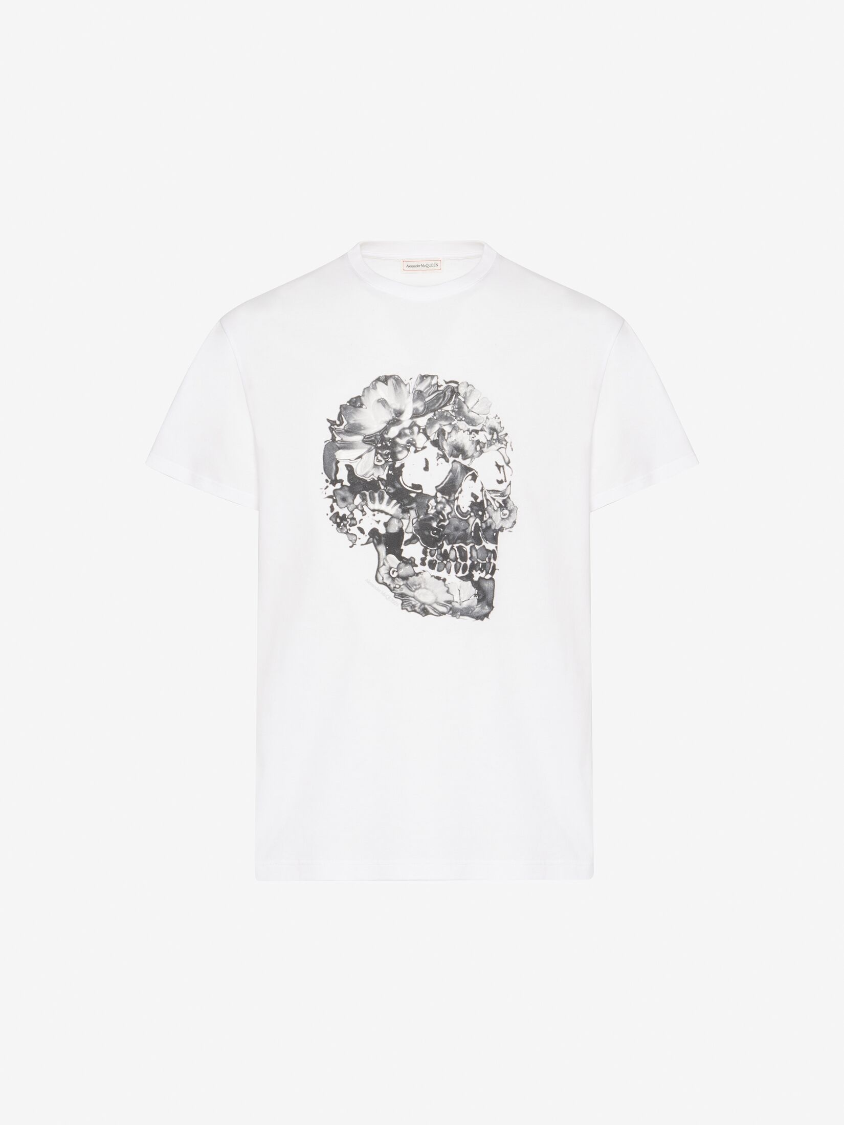 Men's Wax Flower Skull T-shirt in White/grey - 1