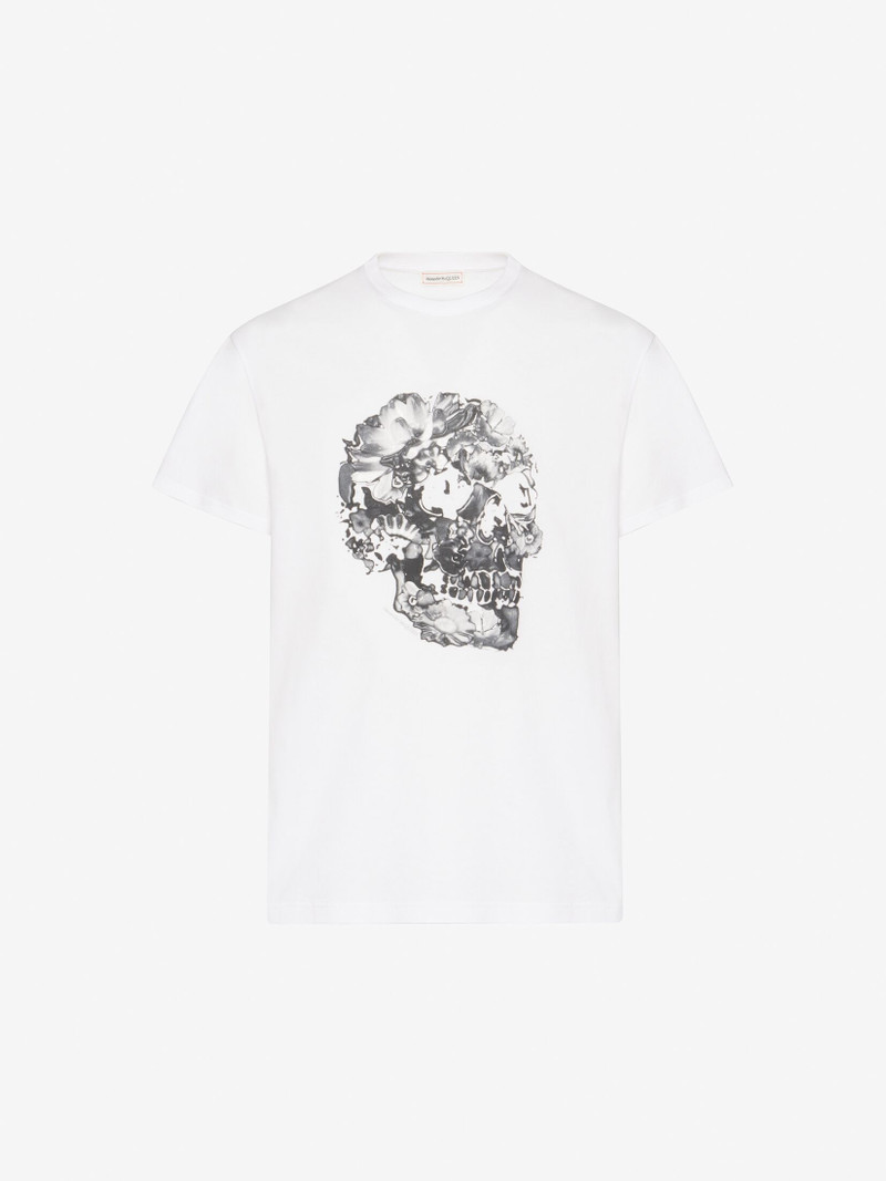 Men's Wax Flower Skull T-shirt in White/grey 1
