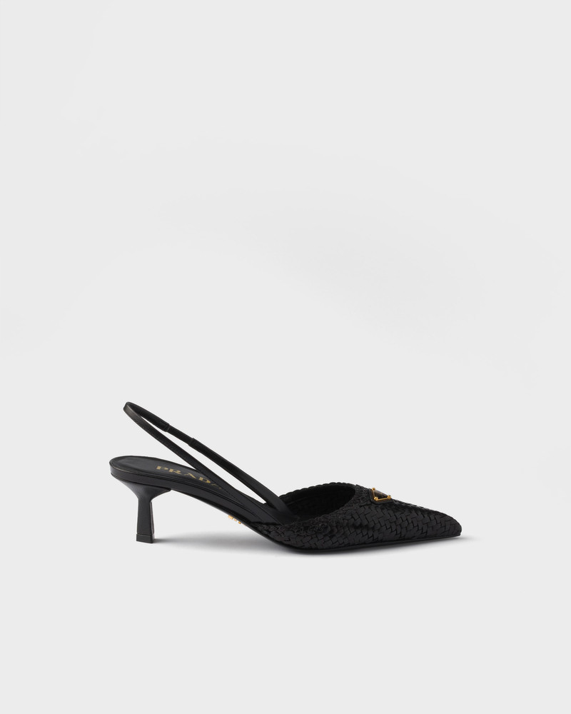 Prada Woven leather slingback pumps outlook