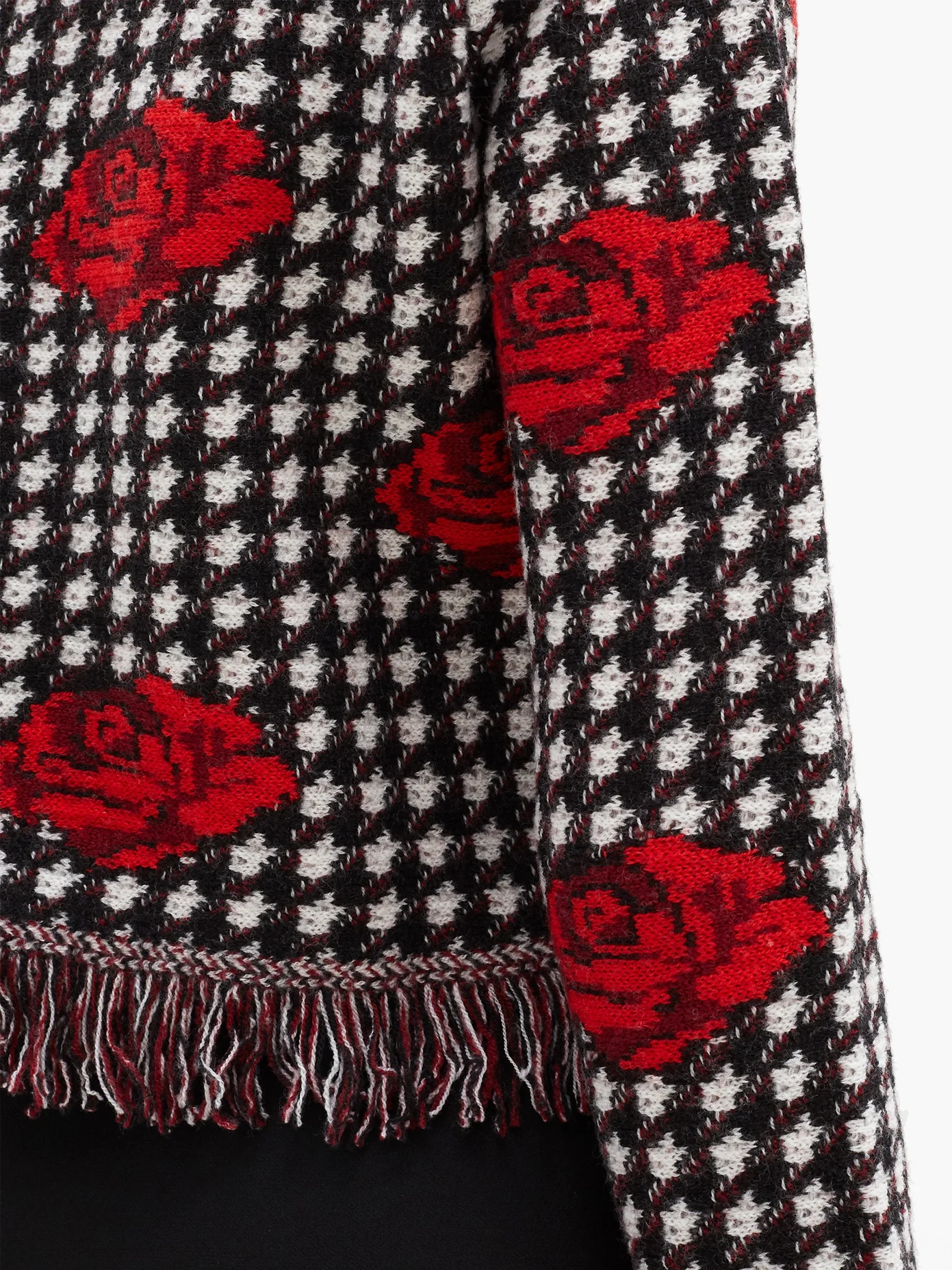 Rose-jacquard houndstooth wool cardigan - 4