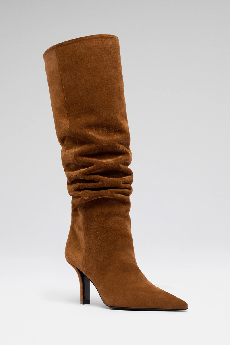 Amina Muaddi CHRISTINE SLOUCH BOOT 80 COGNAC CROSTA outlook