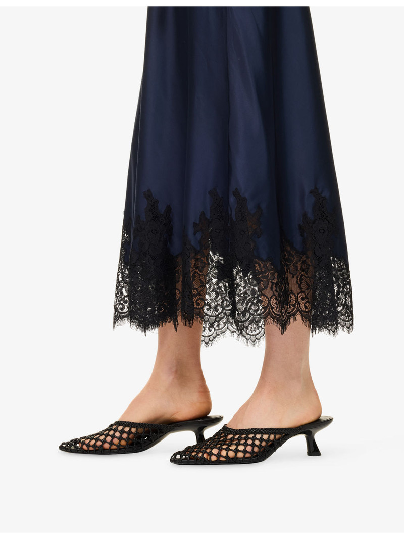 Kelso Lace-Trim Satin Midi Skirt 6