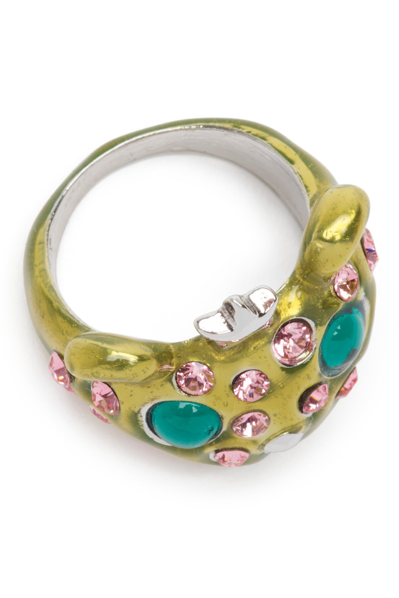 LIME PINK FRECKLES PRINCESS BEAR RING 3