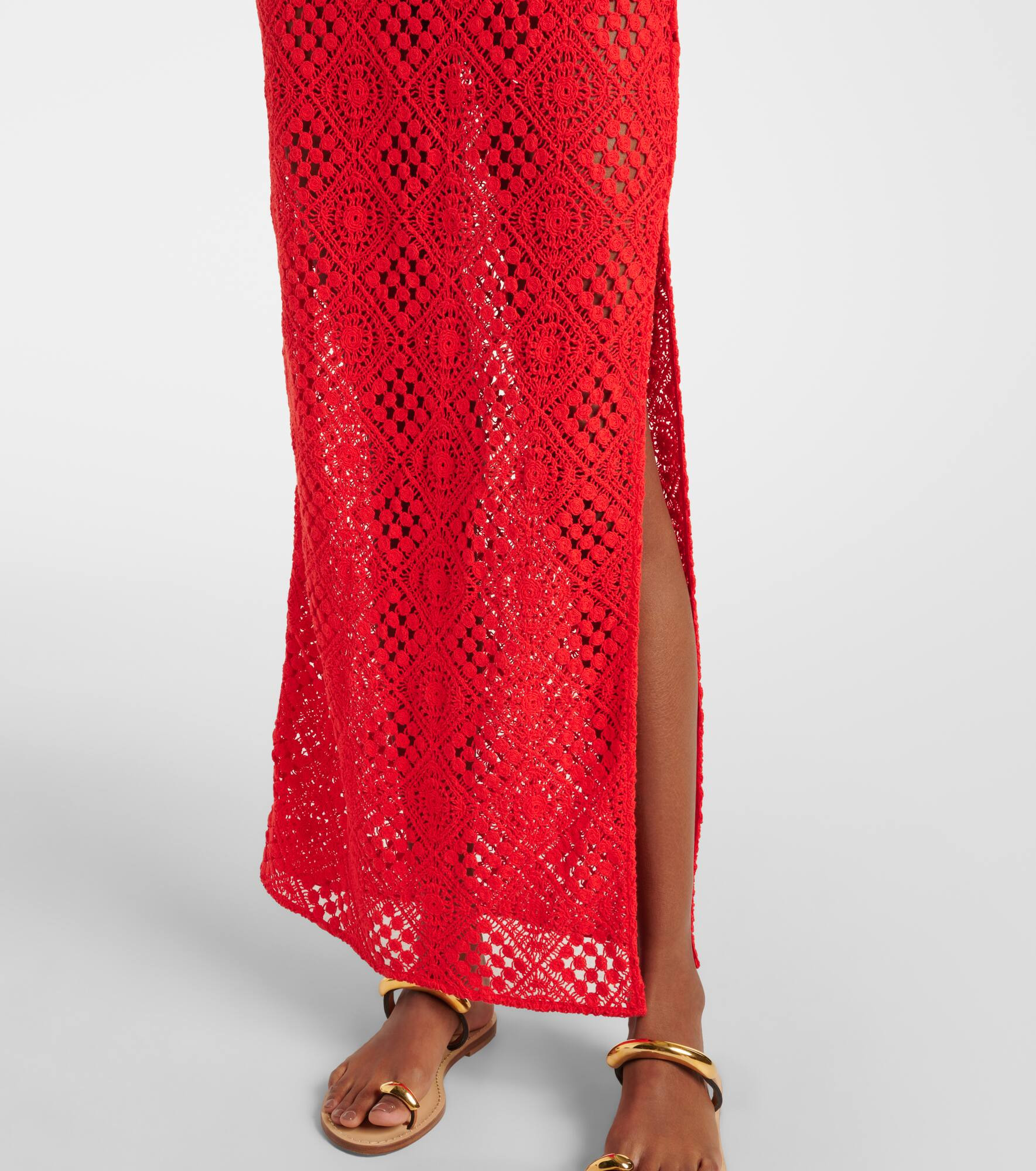 Rayure crochet cotton maxi dress - 5