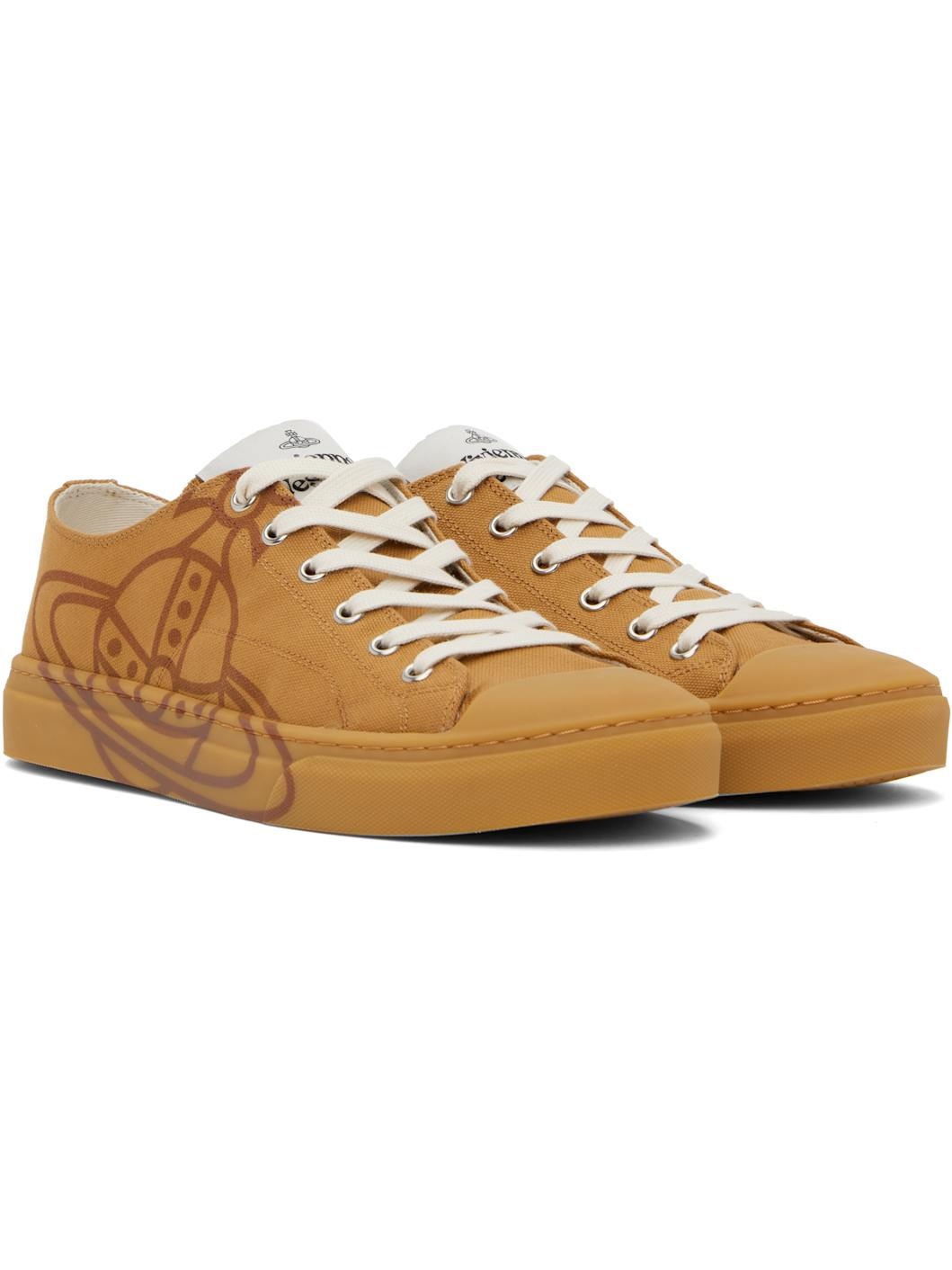 Tan Low-Top Plimsoll Sneakers - 4