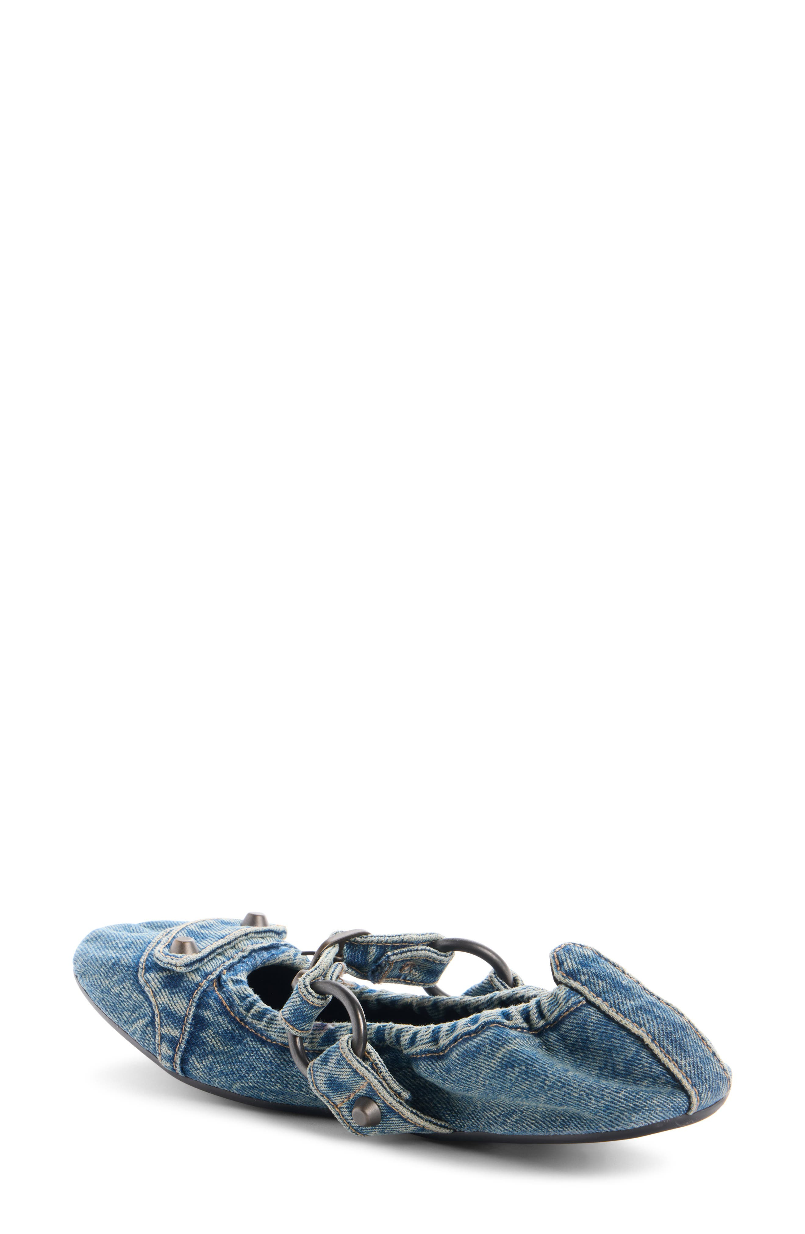 Balenciaga City Denim Mary Jane Flat in Blue/Brass Denim at Nordstrom - 2