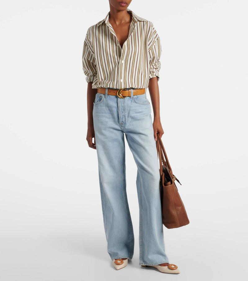 AQUAZZURA Hoop leather-trimmed ballet flats outlook