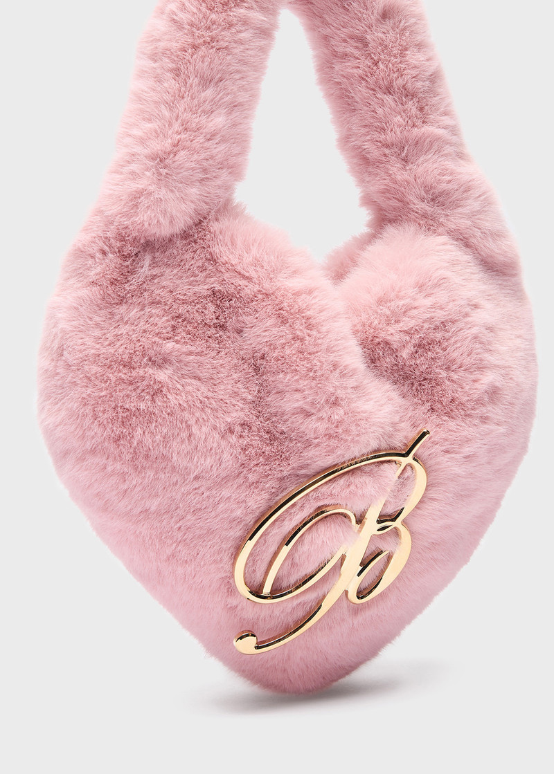 HEART BAG IN FAUX FUR WITH B MONOGRAM PIN 4