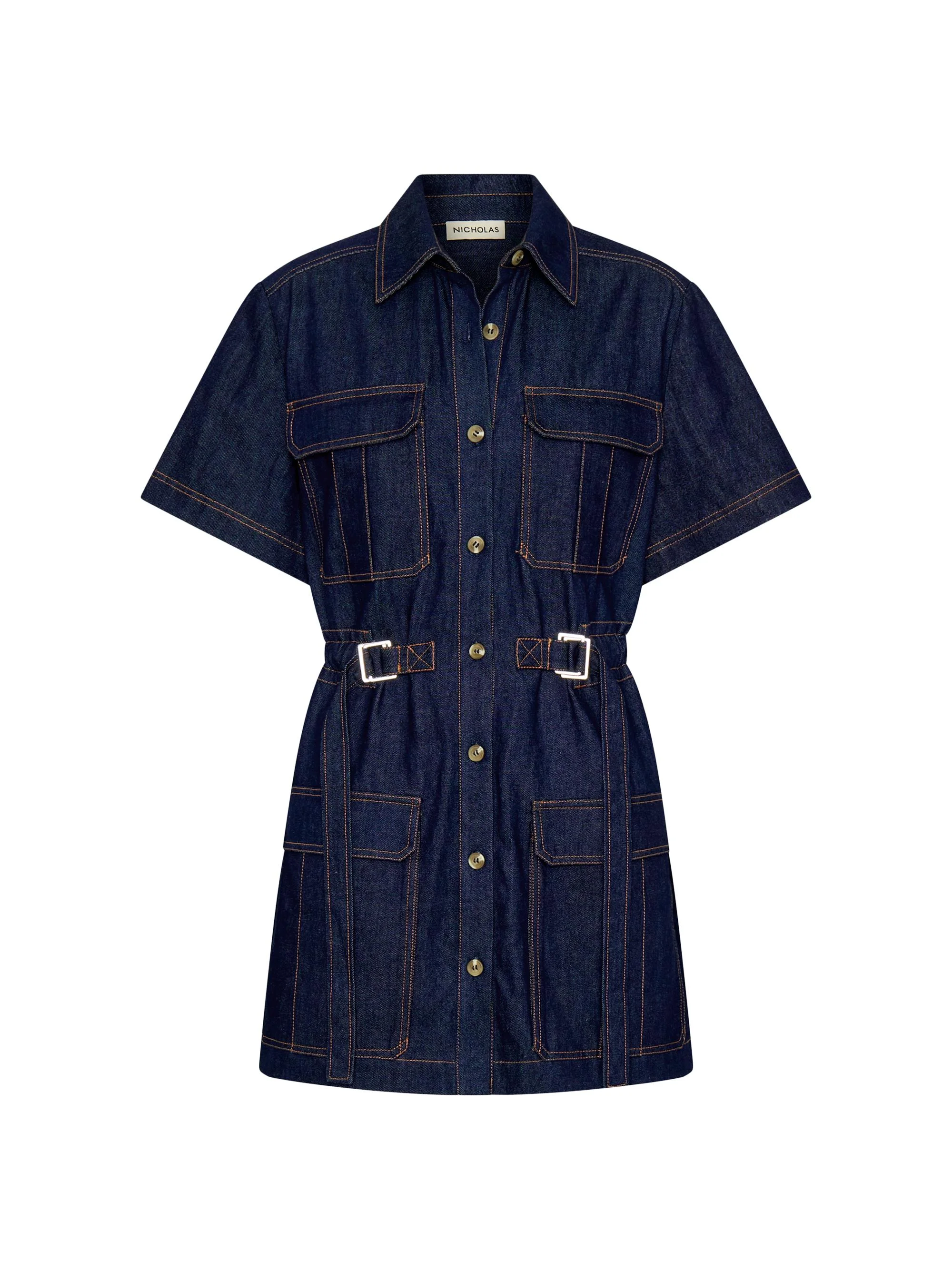 Women's Rianne Cotton Denim Mini-Shirtdress - Indigo - 1