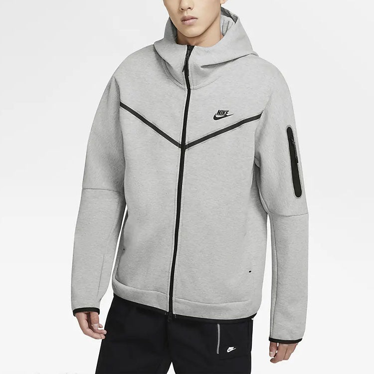 Nike Sportswear Tech Fleece Full-Zip Hoodie 'Heather Grey Black' CU4489-063 - 3
