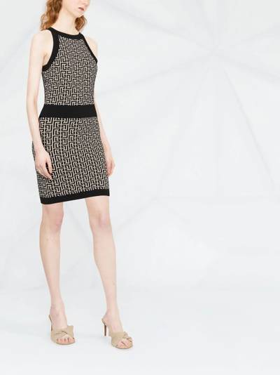 Balmain monogram-jacquard sleeveless dress outlook