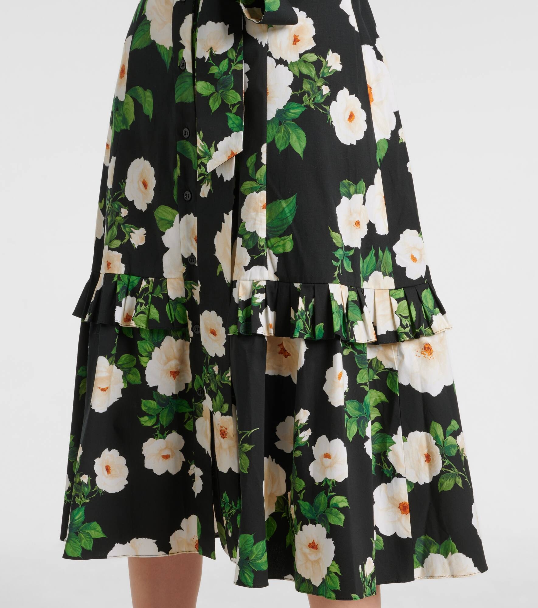Floral cotton-blend midi dress - 5